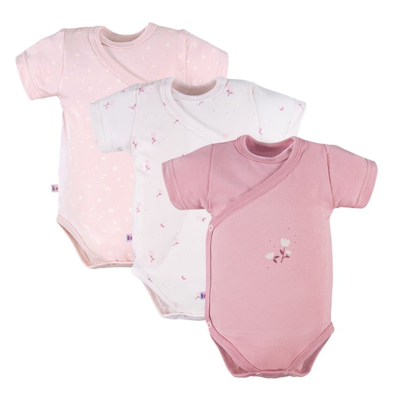 Cardigan bodysuit 3-pack with flower pattern