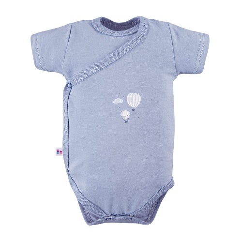 Синьо бебешко боди тип прегърнато с мотив на балони