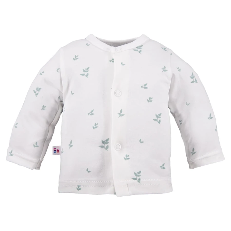 Kaftan niemowlęcy w listki biały