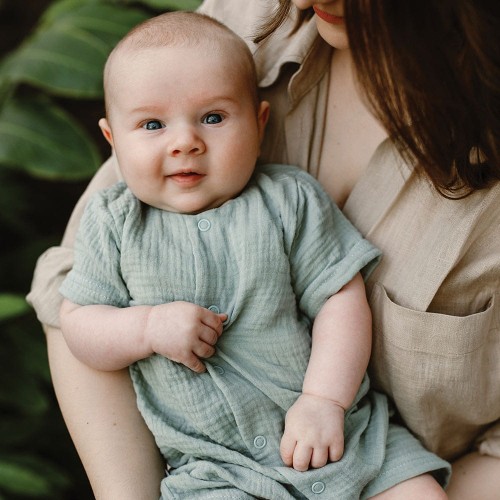 Muslin romper suit light green