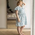 Pregnancy dress with flowers blue LINDA