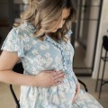 Pregnancy dress with flowers blue LINDA