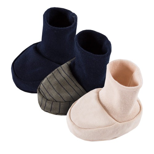 3-pack cotton shoes 0-3 months navy blue, khaki, beige